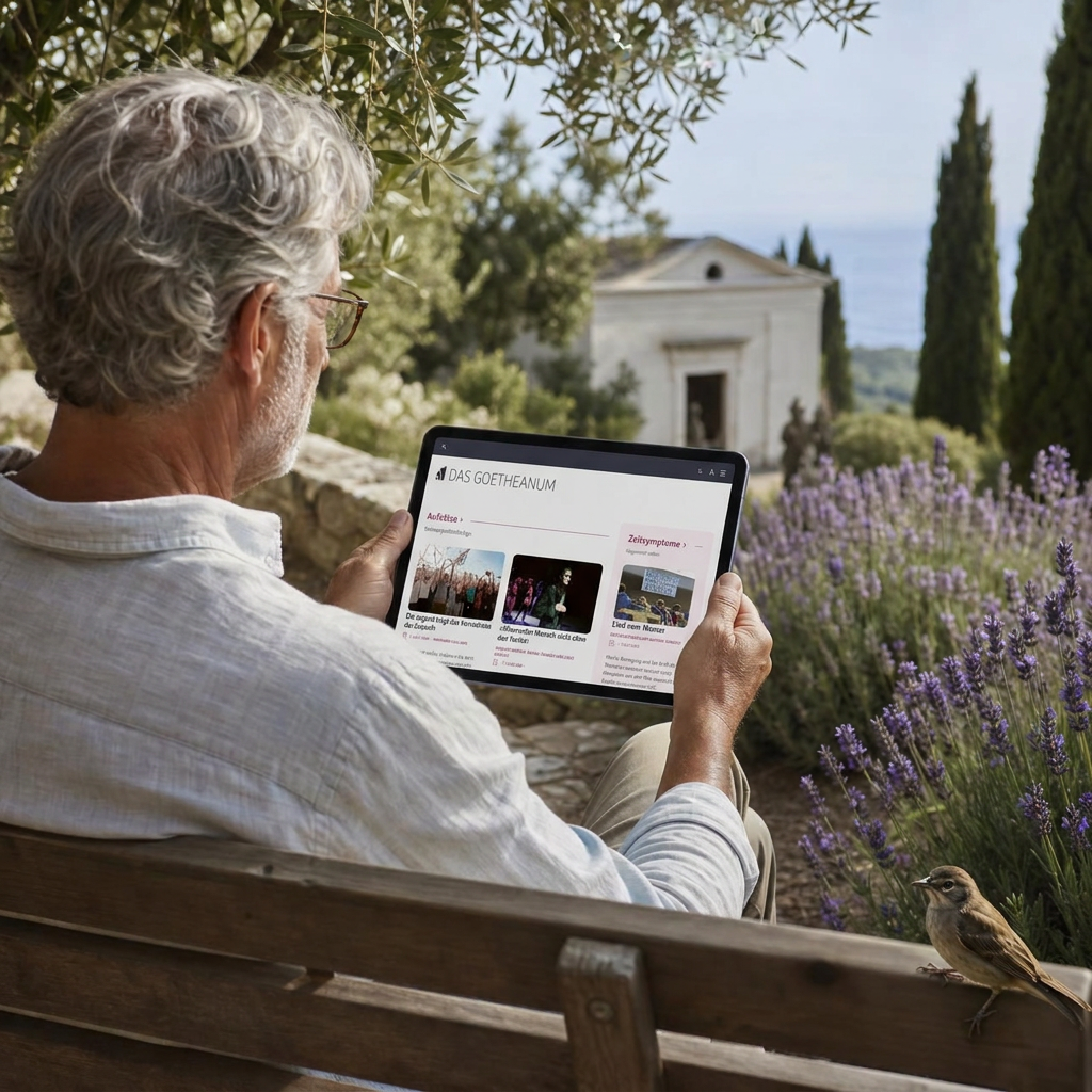 Lesen auf Tablet – Im Garten