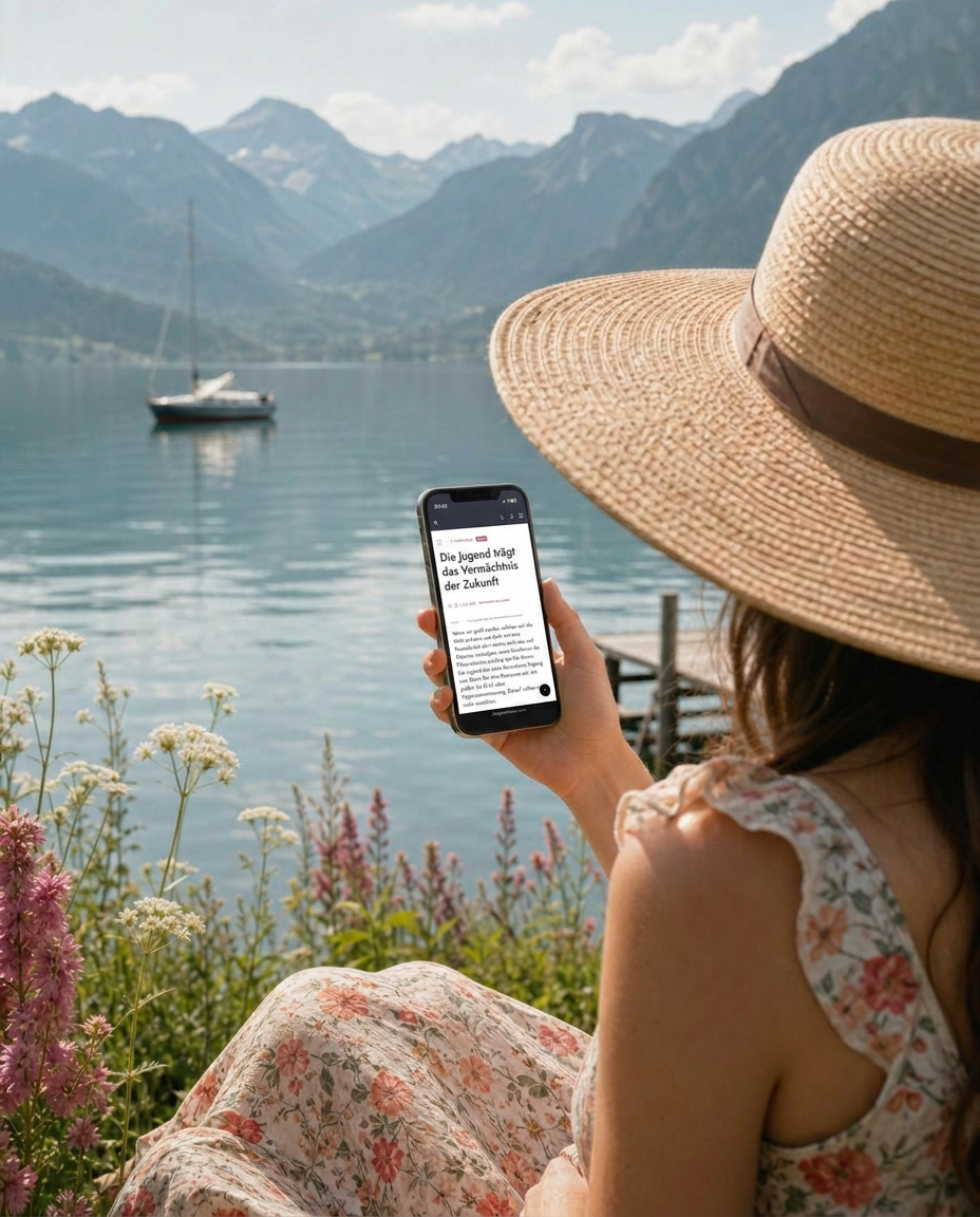 Lesen auf Smartphone – Am See